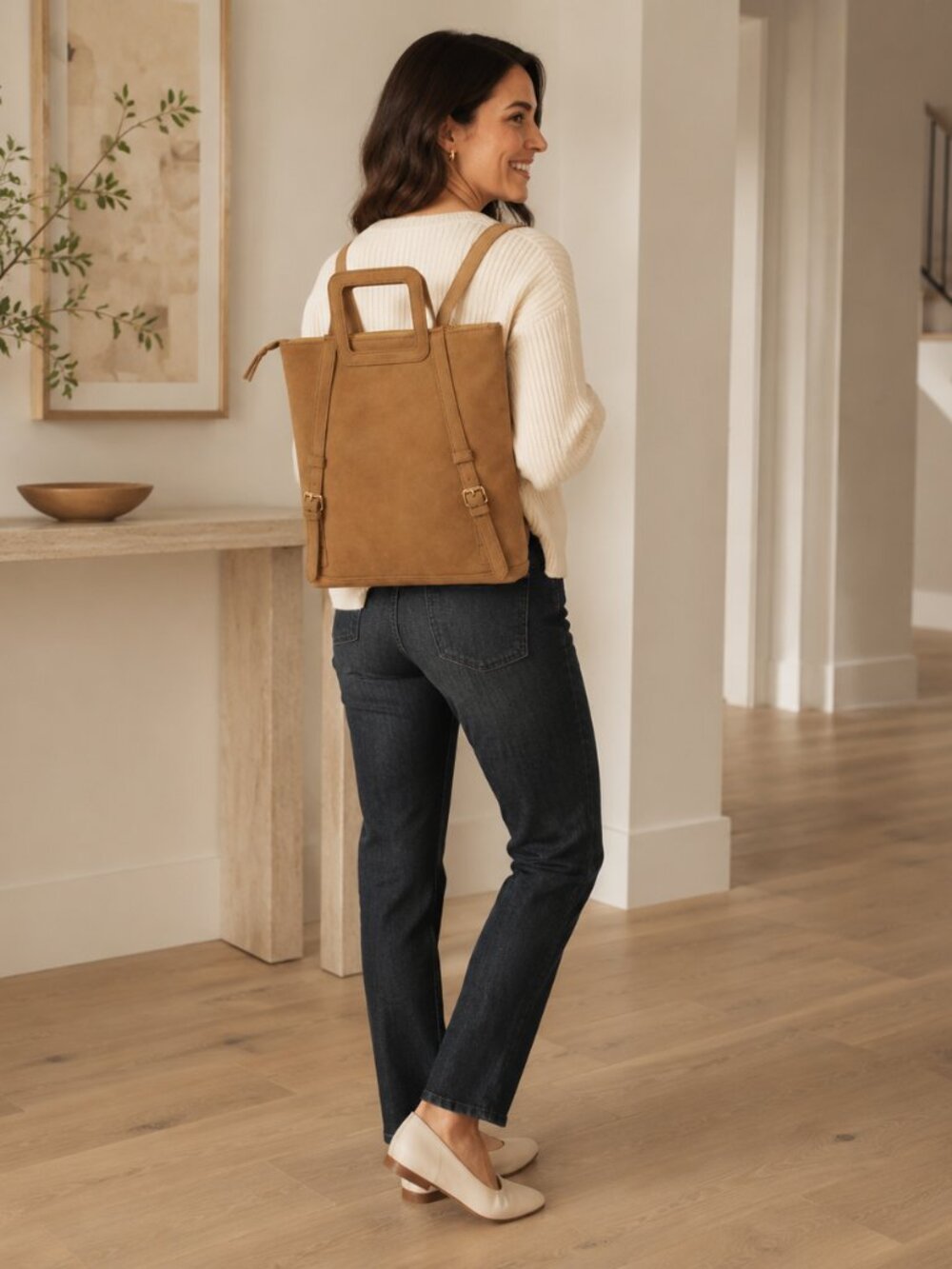 NWOT Summer & Rose Shanna Tan Vegan Leather Backpack Tote